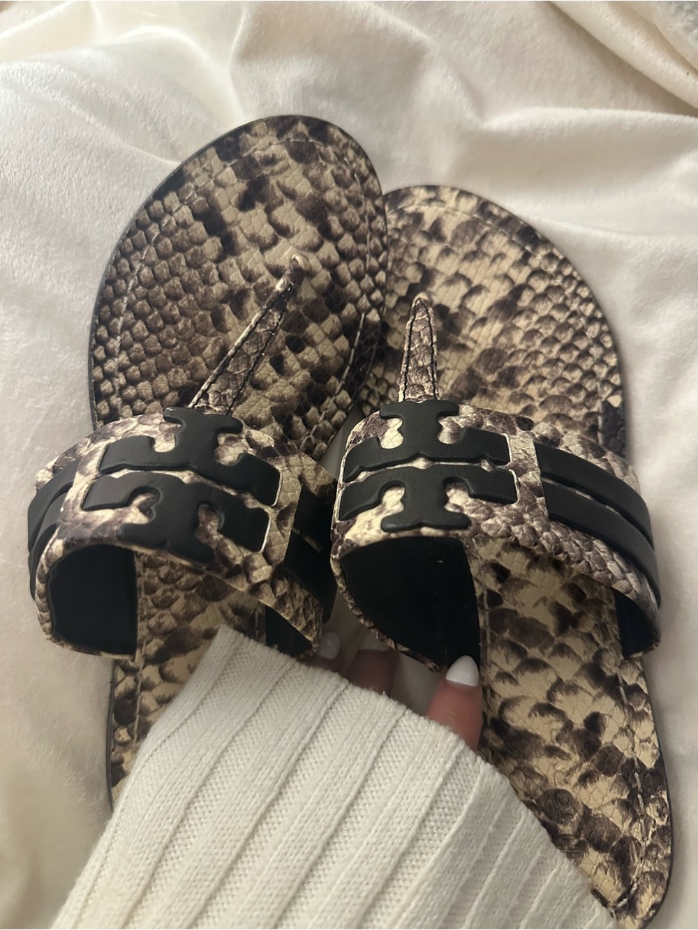 Tory Burch Snake Leather Sandals
